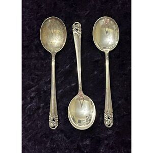 3 Sterling Soup Spoon 110 g 6.5 Inch Flatware Spring Glory International Silver